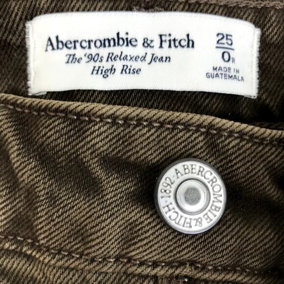 ABERCROMBIE & FITCH 90's Relax Jeans Women 25 Curve Love Brown Straight Cowgirl - Picture 9 of 11